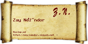 Zay Nándor névjegykártya